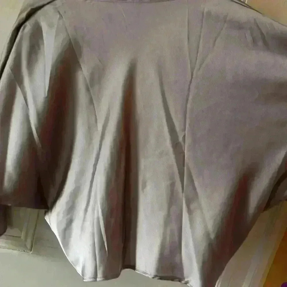 Renee C Plunge Neck Twisted Knot Satin Top - Picture 4 of 6